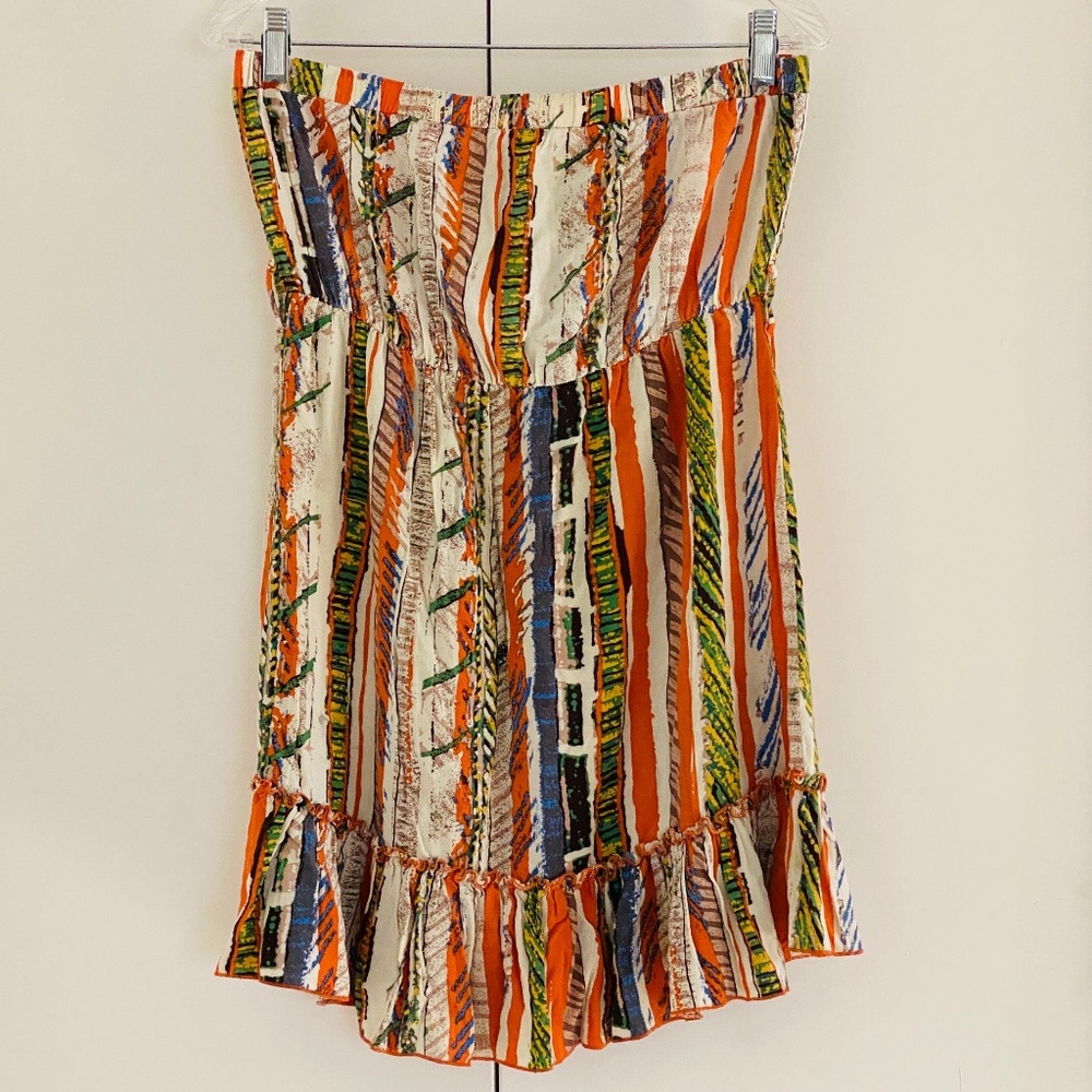 Poetry I Colorful Rayon Strapless Mini Dress